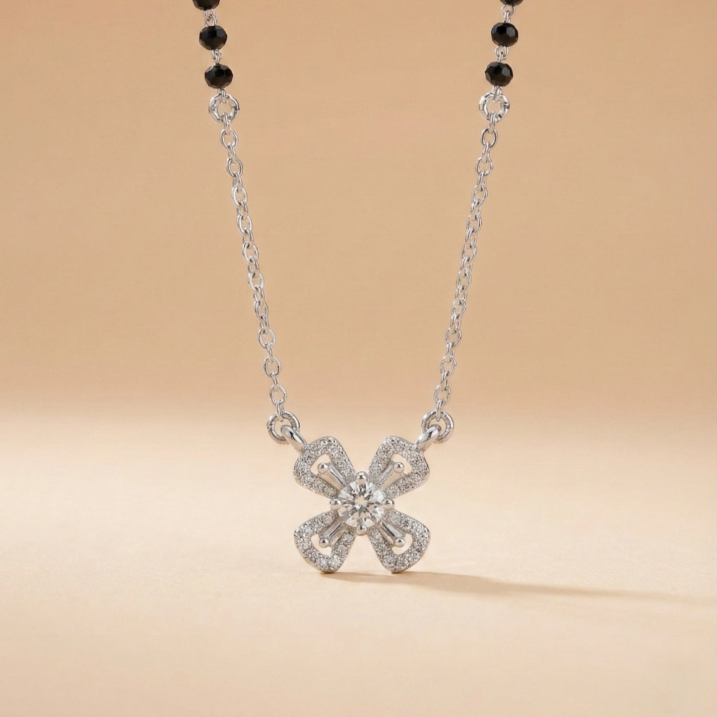 Minimal mangalsutra with silver chain and cross design pendant
