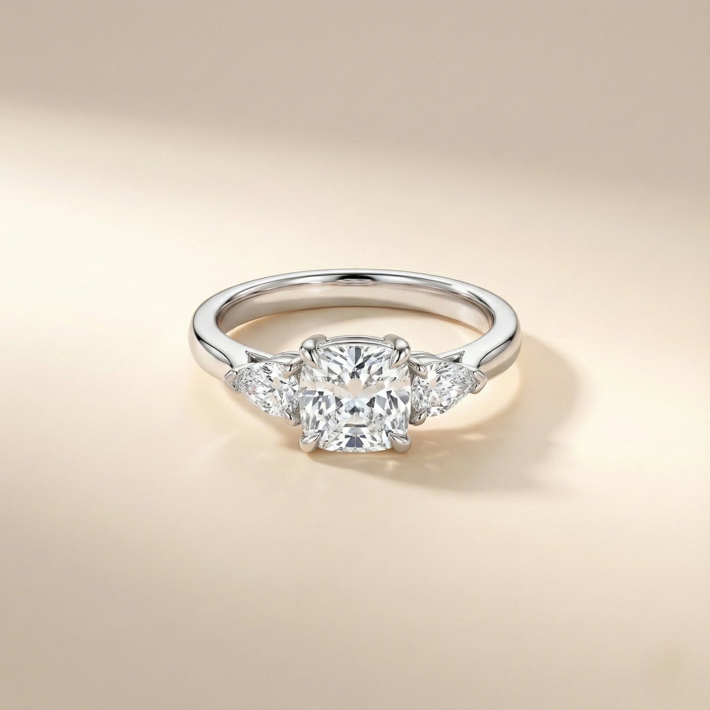 Diamond ring with a beige background