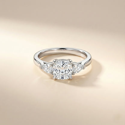 Diamond ring with a beige background