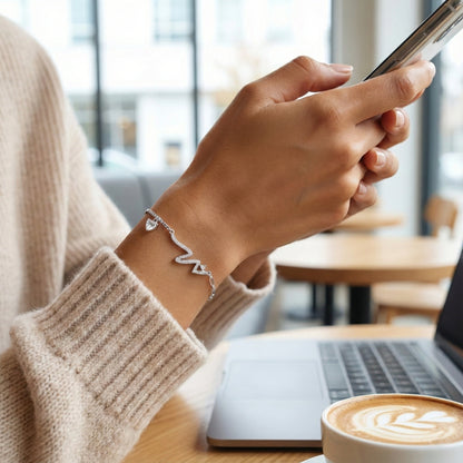 Exquisite 925 Silver Adjustable Love Bracelet with Heart & Round Charms