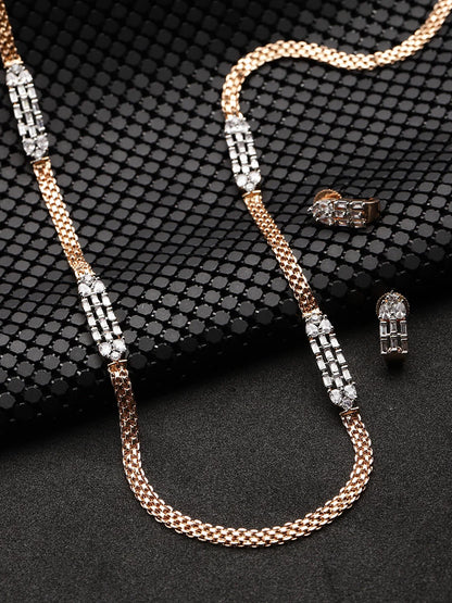 American Diamond Rose Gold Plated Jewellery Set