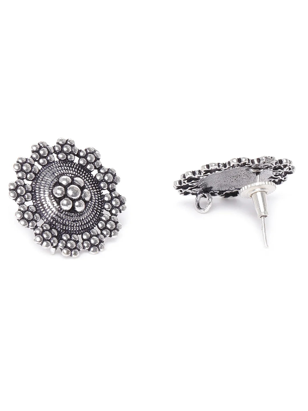 German Silver Oxidised Ghungroo Jewellery Set With Ring & Nosepin