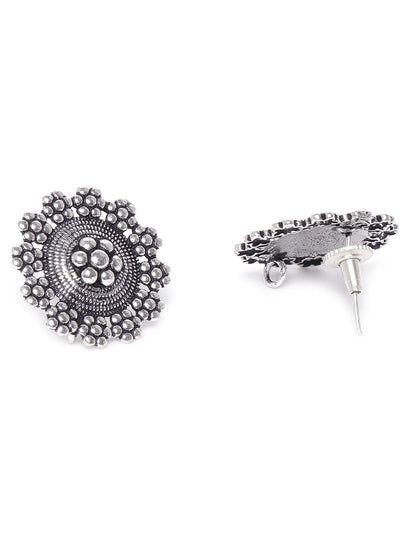 German Silver Oxidised Ghungroo Jewellery Set With Ring & Nosepin