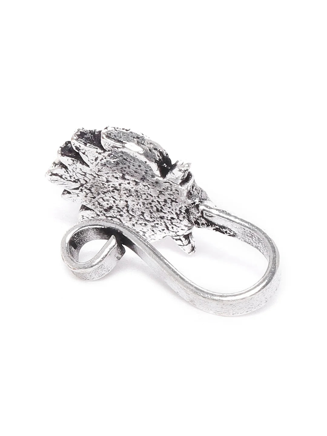 German Silver Oxidised Ghungroo Jewellery Set With Ring & Nosepin