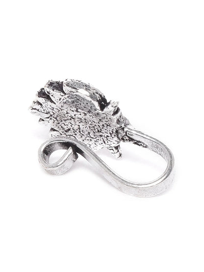 German Silver Oxidised Ghungroo Jewellery Set With Ring & Nosepin