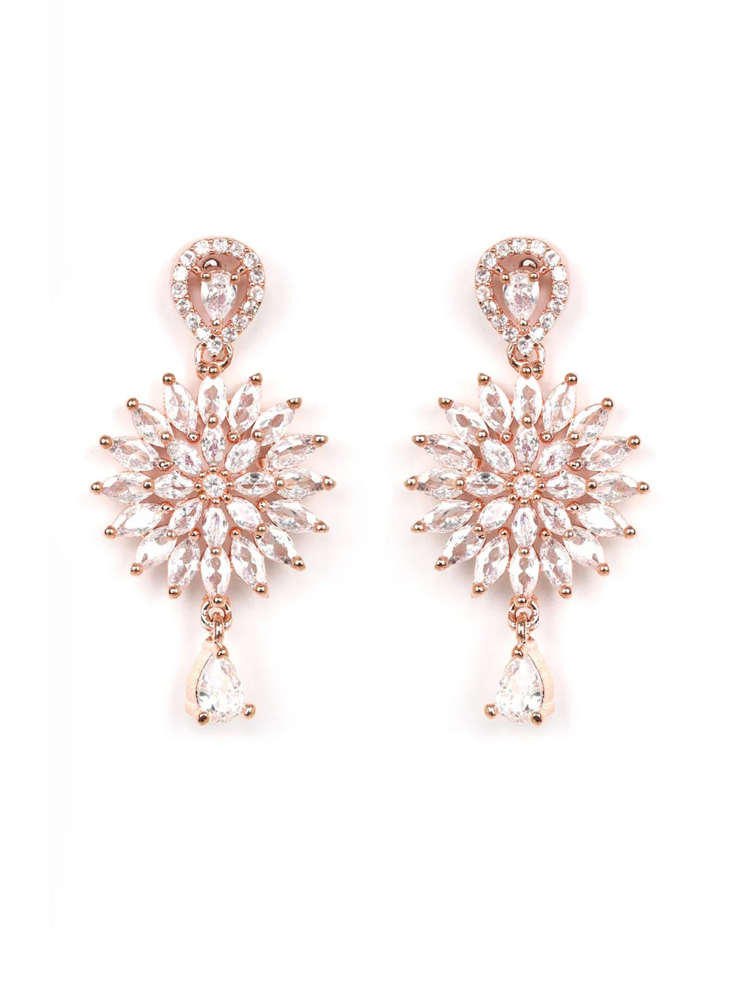 Dreamy Dahlia - American Diamond Rose Gold Plated Jewellery Set