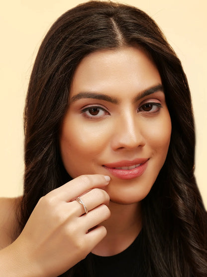 Silver Crystal Adjustable Ring