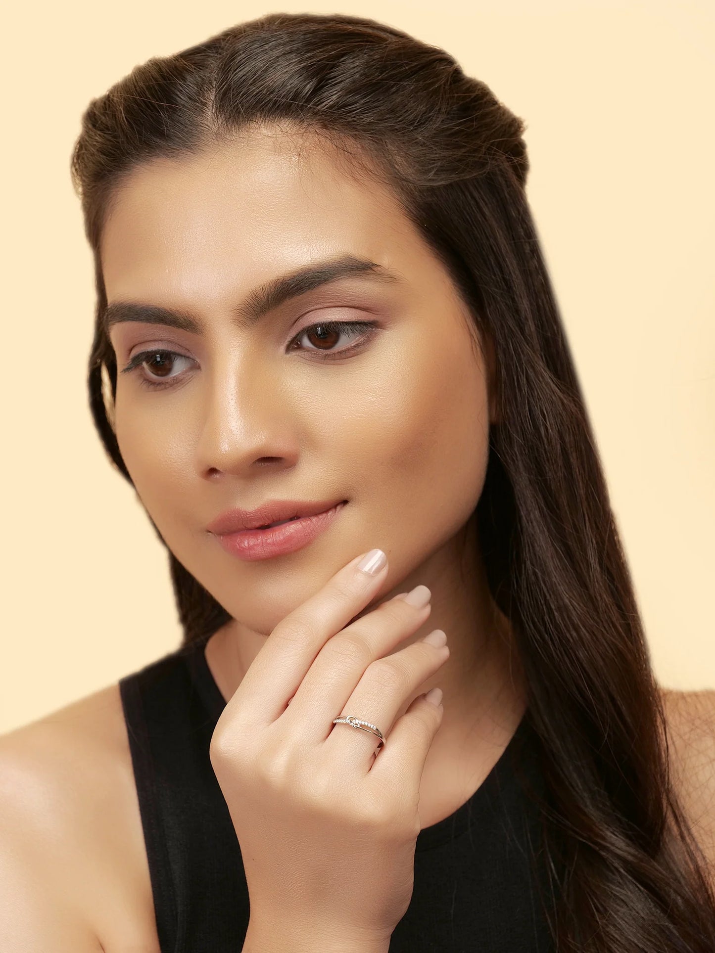 Twin Tied Silver Ring With Adjustable Size