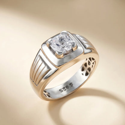 Cushion Solitaire Diamond Ring in 925 Silver Jewellery with Plain Band