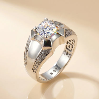 Cushion Solitaire Diamond Ring in 925 Silver Jewellery with Designed Band