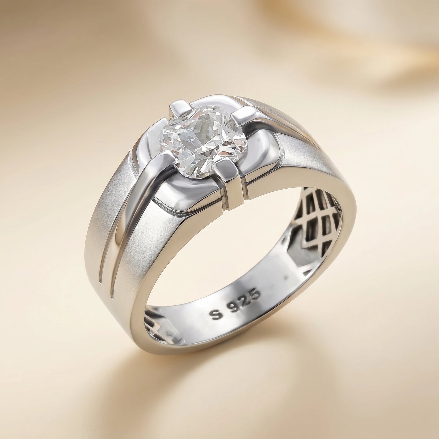 Cushion Cut Diamond Ring in 925 Silver Jewellery with 4 Prong Setting Design