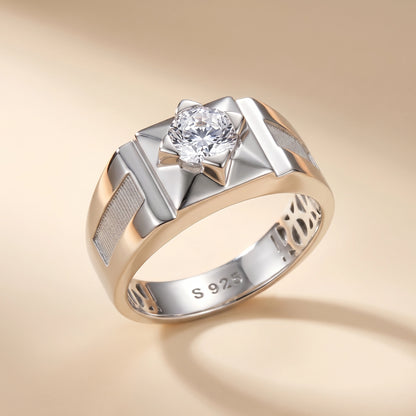 Round Solitaire Ring in 925 Silver Jewellery with Structured Professional Design