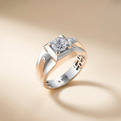 Round Solitaire Ring in 925 Silver Jewellery for Daily Wear with Minimal Structured Design