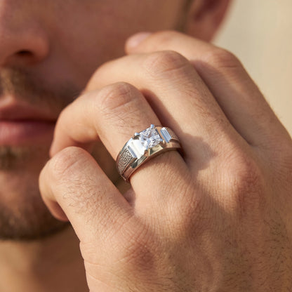 Cushion Solitaire Diamond Ring in 925 Silver Jewellery with 4 Prong Band