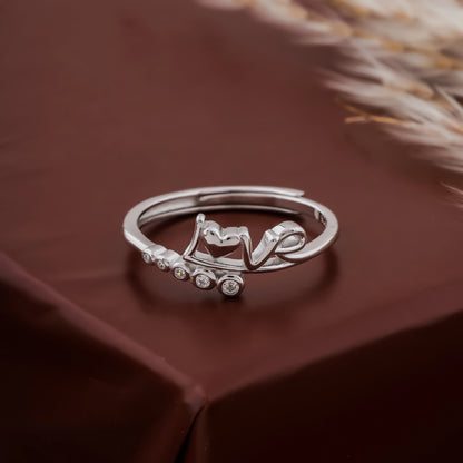 Heart & Diamond 925 Sterling Silver Ring