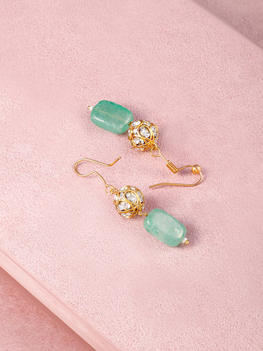 Green Beaded Long Necklace Set