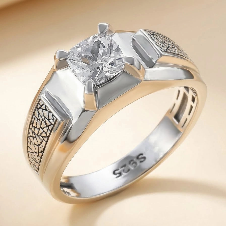 Cushion Solitaire Diamond Ring in 925 Silver Jewellery with 4 Prong Band