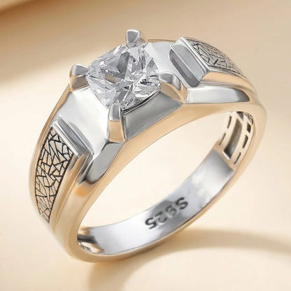Cushion Solitaire Diamond Ring in 925 Silver Jewellery with 4 Prong Band