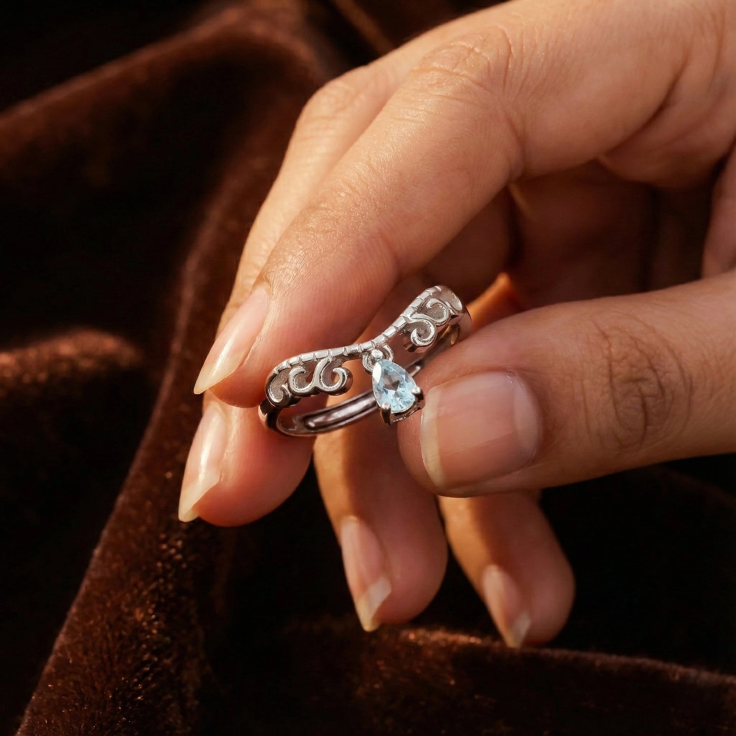 Genuine Sterling Silver Teardrop Dangle Ring — Perfect for You