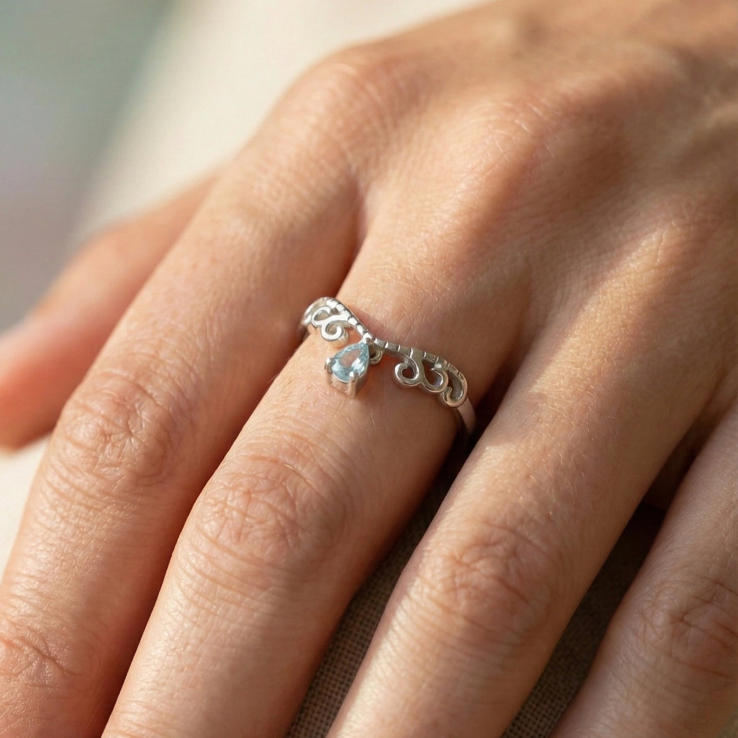 Genuine Sterling Silver Teardrop Dangle Ring — Perfect for You