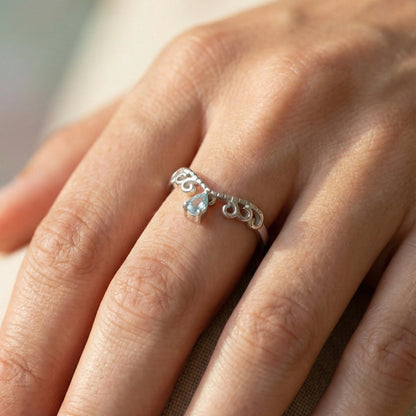 Genuine Sterling Silver Teardrop Dangle Ring