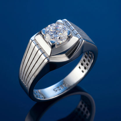 Round Solitaire Ring in 925 Silver Jewellery with Minimal Band Design