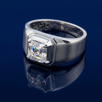 Asscher Cut Diamond Ring in 925 Silver Jewellery with Matte Polished Finish