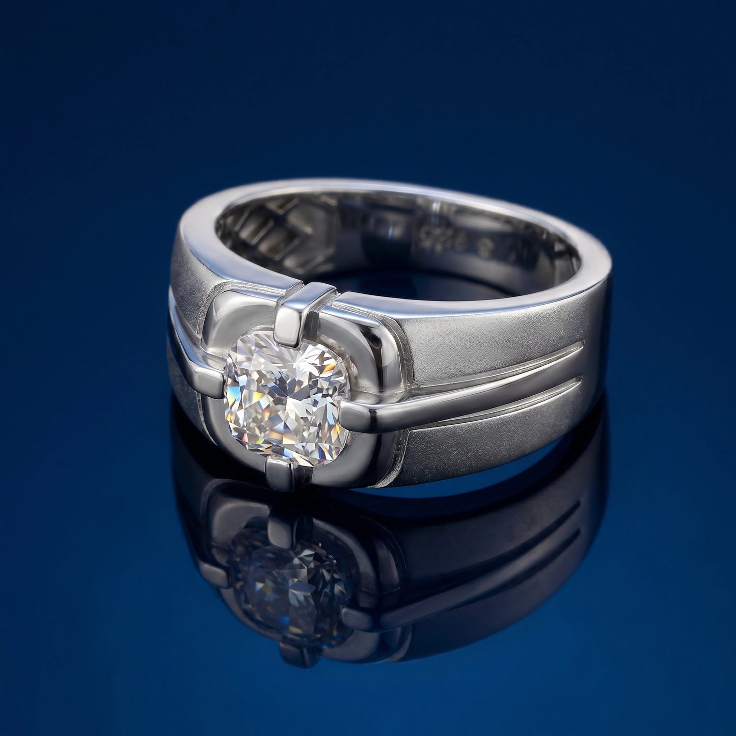 Cushion Cut Diamond Ring in 925 Silver Jewellery with 4 Prong Setting Design