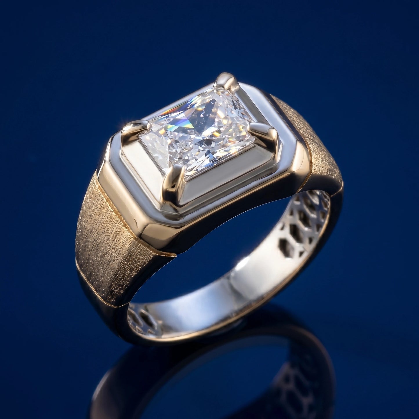 Octagon Solitaire Ring in 925 Silver Jewellery with Italian Matte Polish Finish