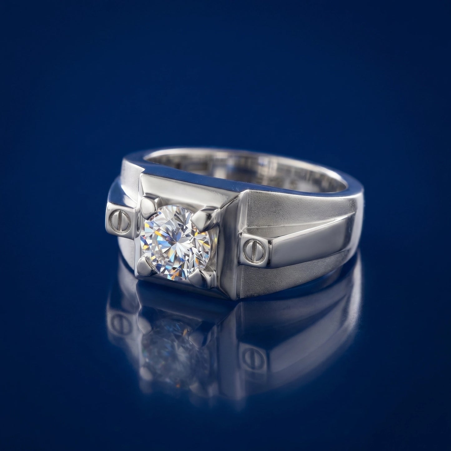 Round Solitaire Ring in 925 Silver Jewellery for Daily Wear with Minimal Structured Design