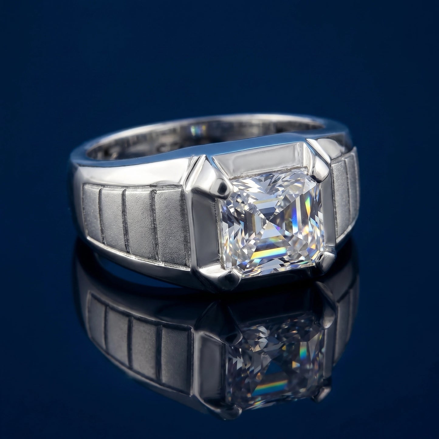 Octagon Diamond Ring in 925 Silver Jewellery with Bezel Band Design for Modern Elegance
