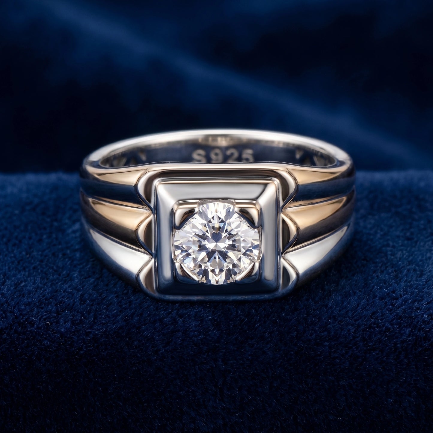 Men’s Silver Square Signet Ring with Stone