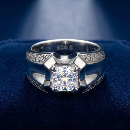 Cushion Solitaire Diamond Ring in 925 Silver Jewellery with Designed Band