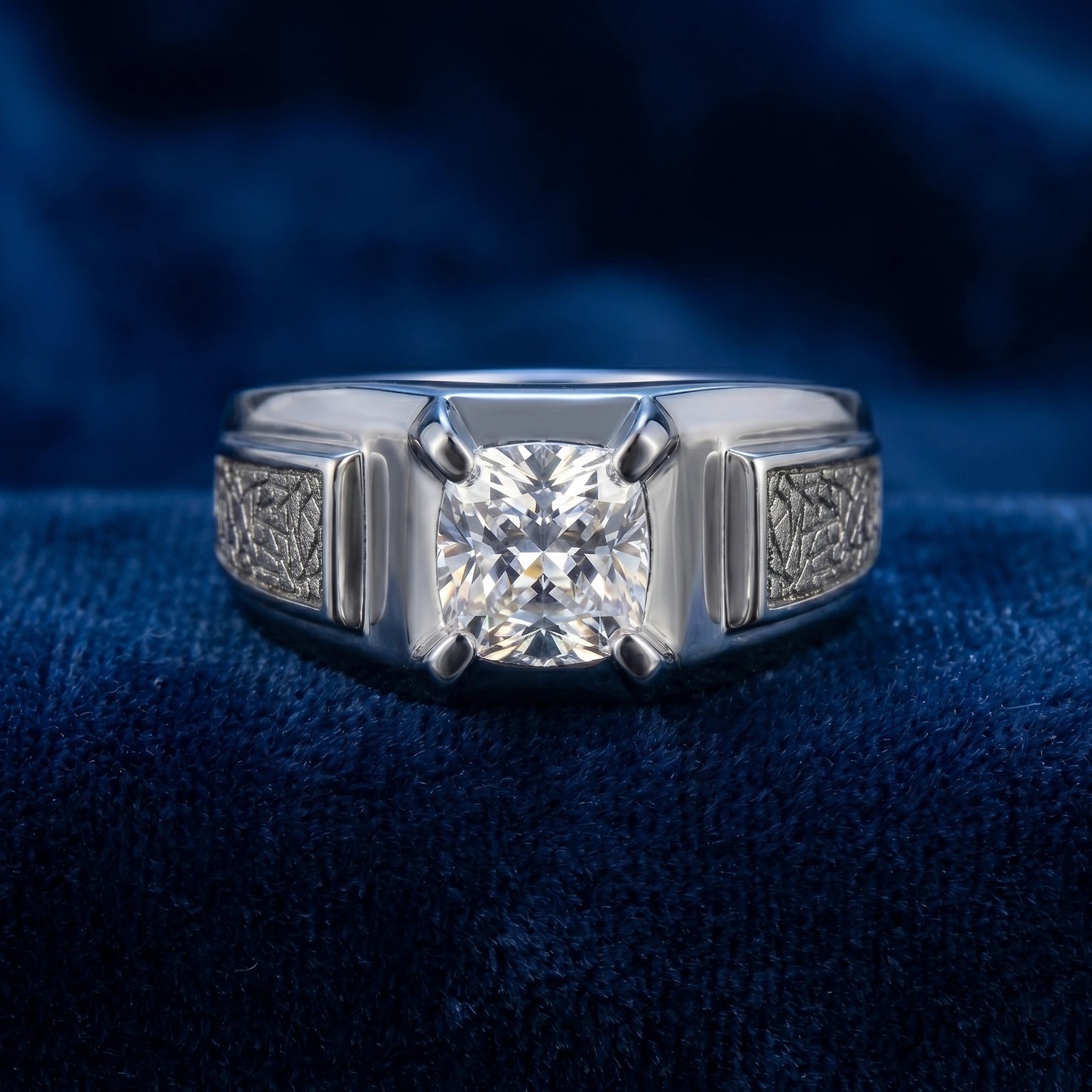 Cushion Solitaire Diamond Ring in 925 Silver Jewellery with 4 Prong Band