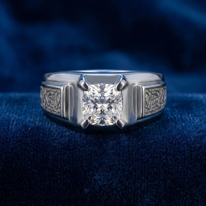 Cushion Solitaire Diamond Ring in 925 Silver Jewellery with 4 Prong Band
