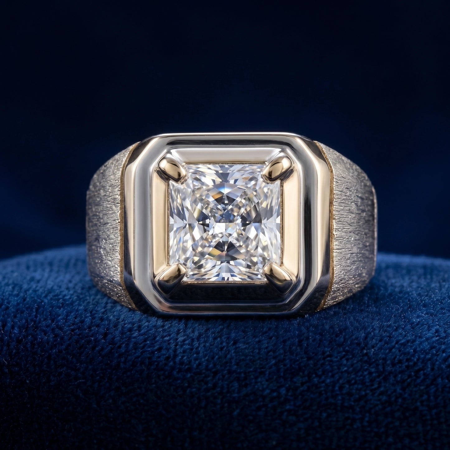 Octagon Solitaire Ring in 925 Silver Jewellery with Italian Matte Polish Finish