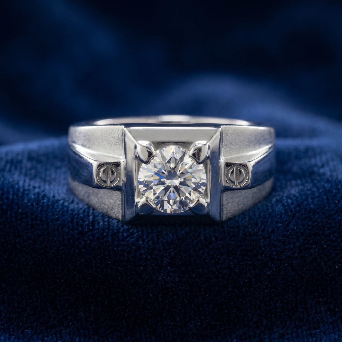 Round Solitaire Ring in 925 Silver Jewellery for Daily Wear with Minimal Structured Design