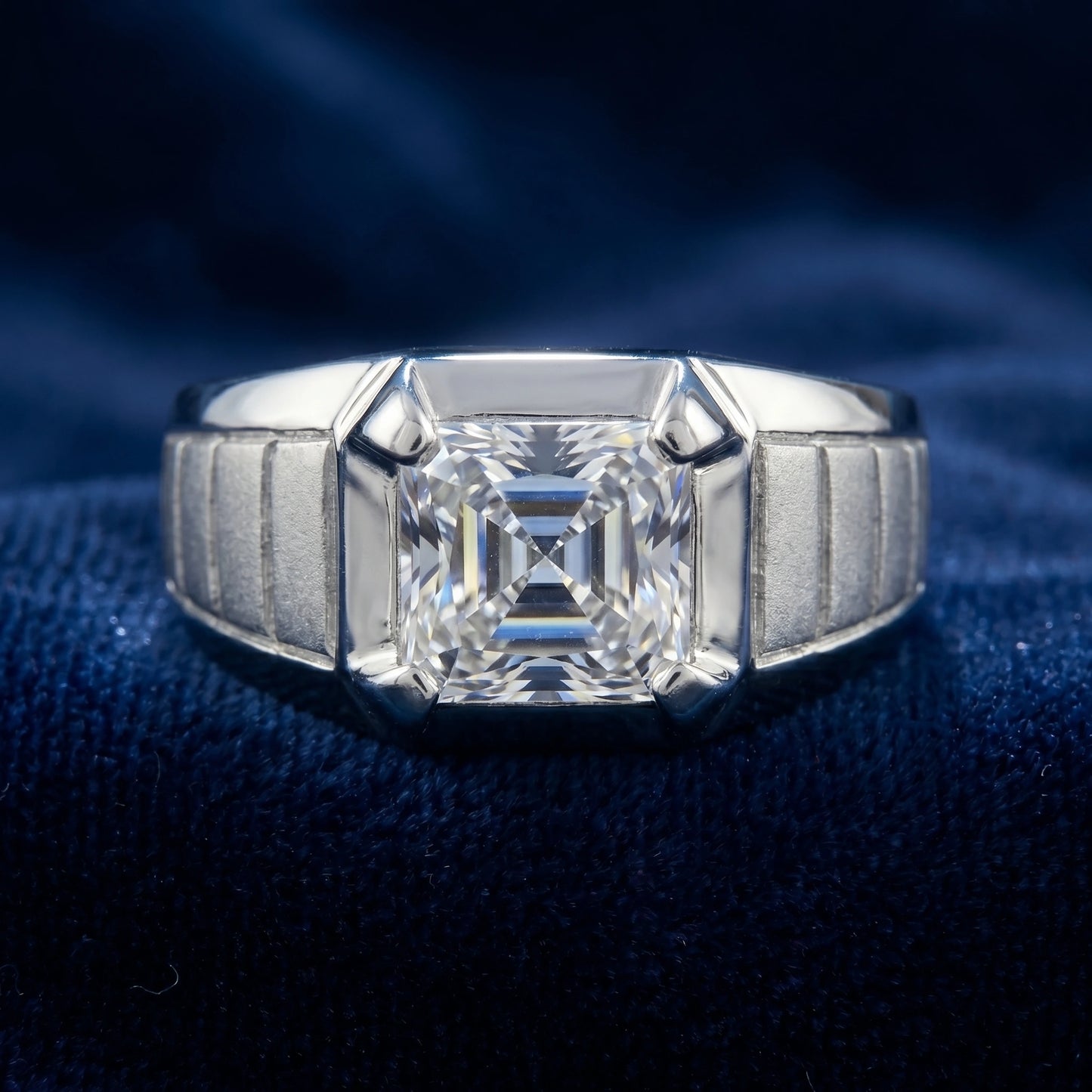 Octagon Diamond Ring in 925 Silver Jewellery with Bezel Band Design for Modern Elegance