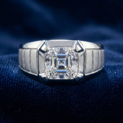 Octagon Diamond Ring in 925 Silver Jewellery with Bezel Band Design for Modern Elegance