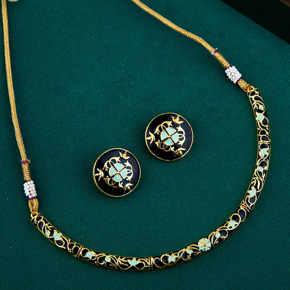Tahira Enameled Choker Necklace Set