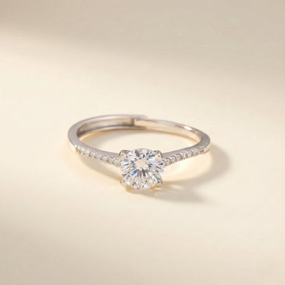 Diamond ring on a light beige background