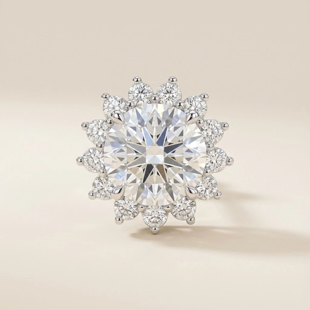 Diamond earring on a beige background