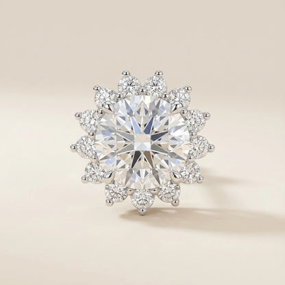 Diamond earring on a beige background