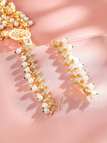 Dazzling Kundan Pearl Hair Brooch