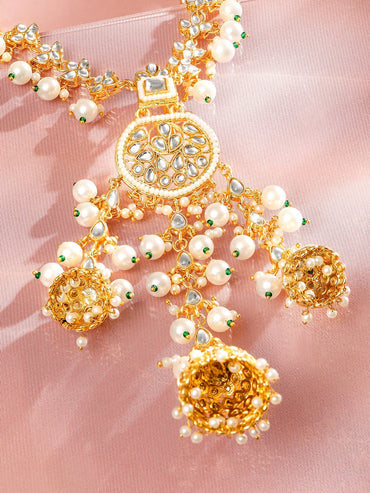 Dazzling Kundan Pearl Hair Brooch