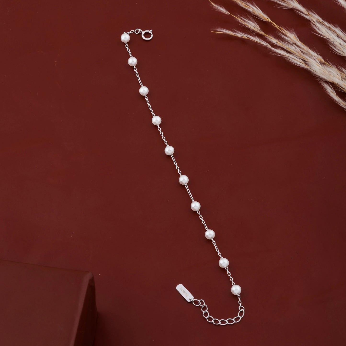 White pearl silver bracelet for women