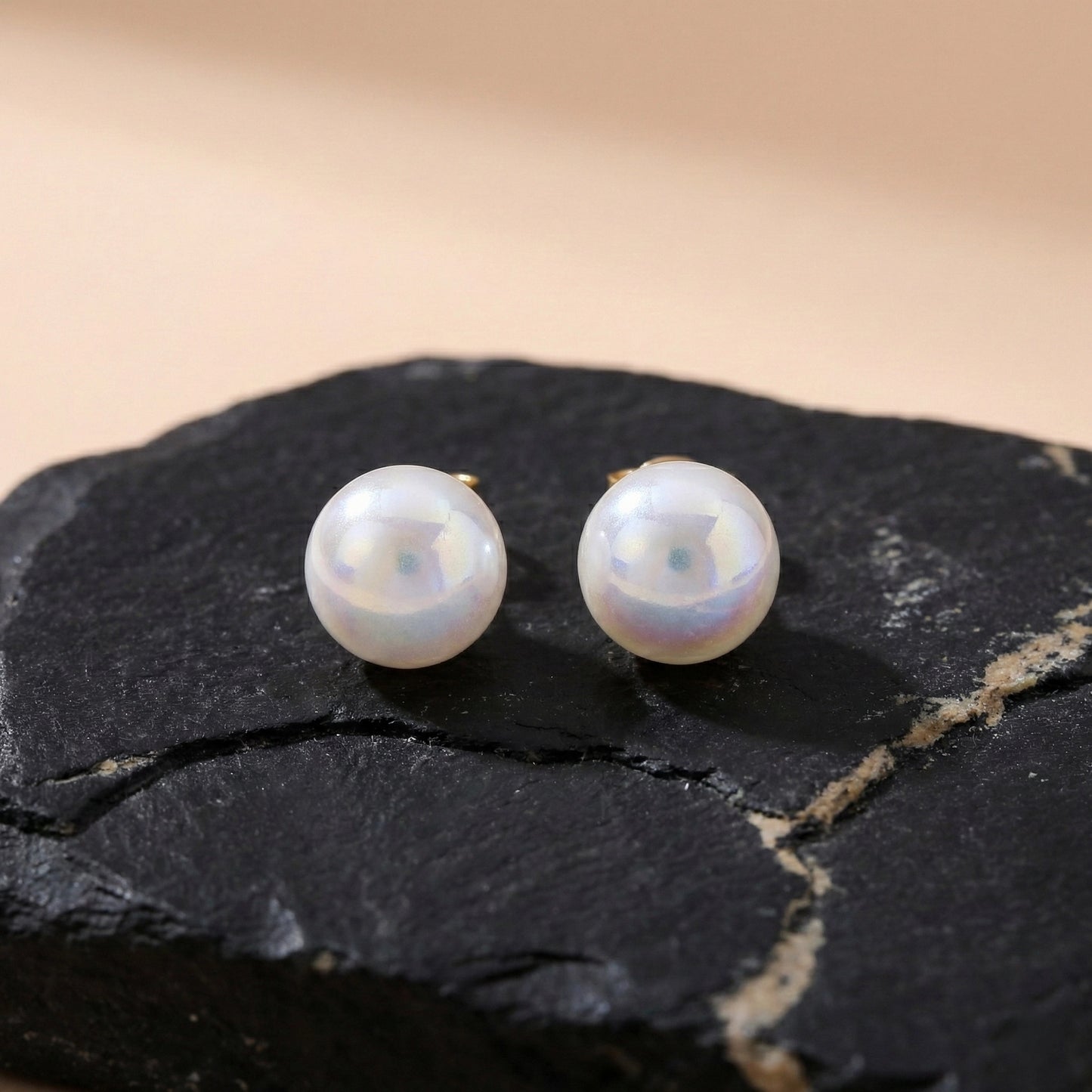 Simple pearl ball earrings with polished shine for everyday wear