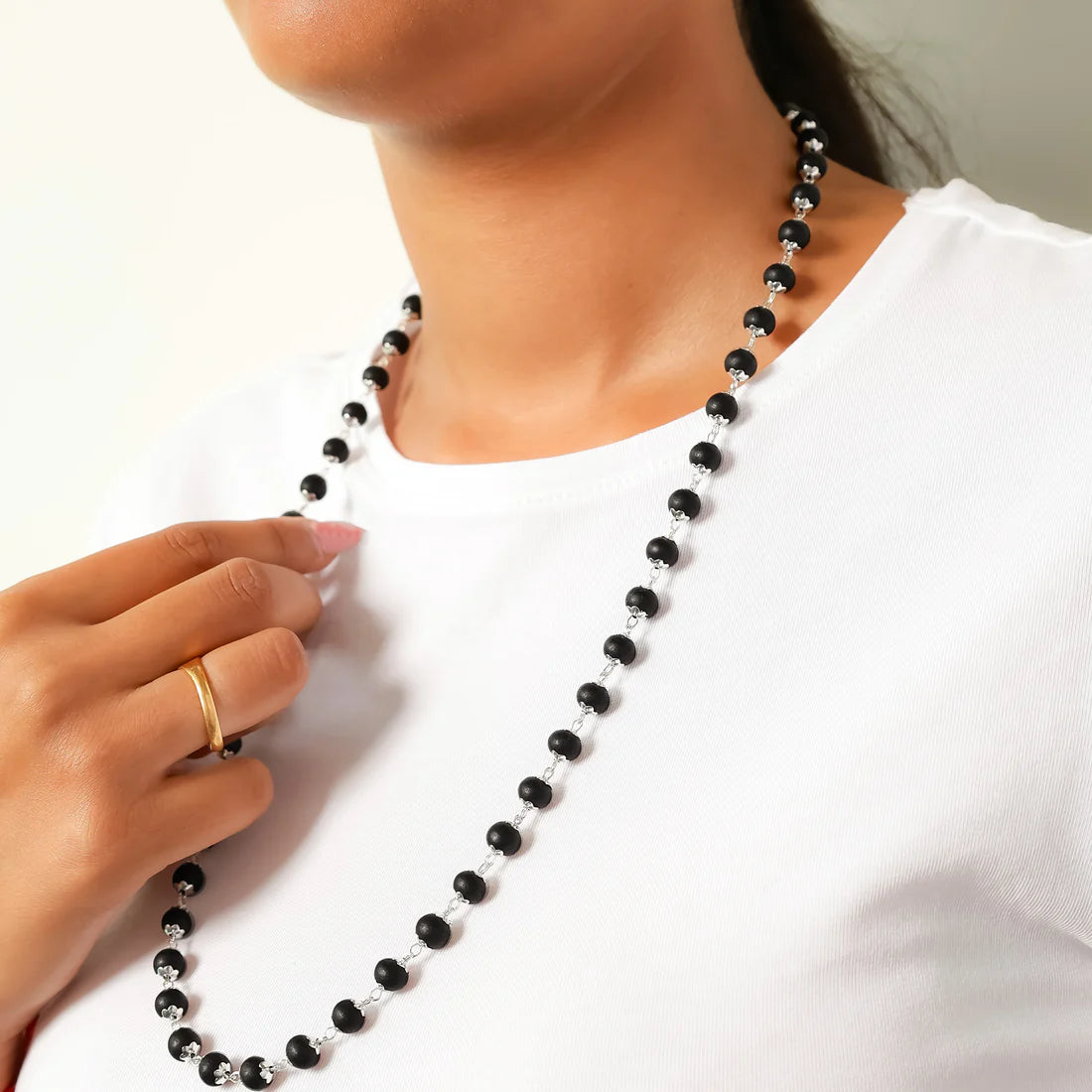 Karungali Malai Silver Cap Plated Necklace with Certification