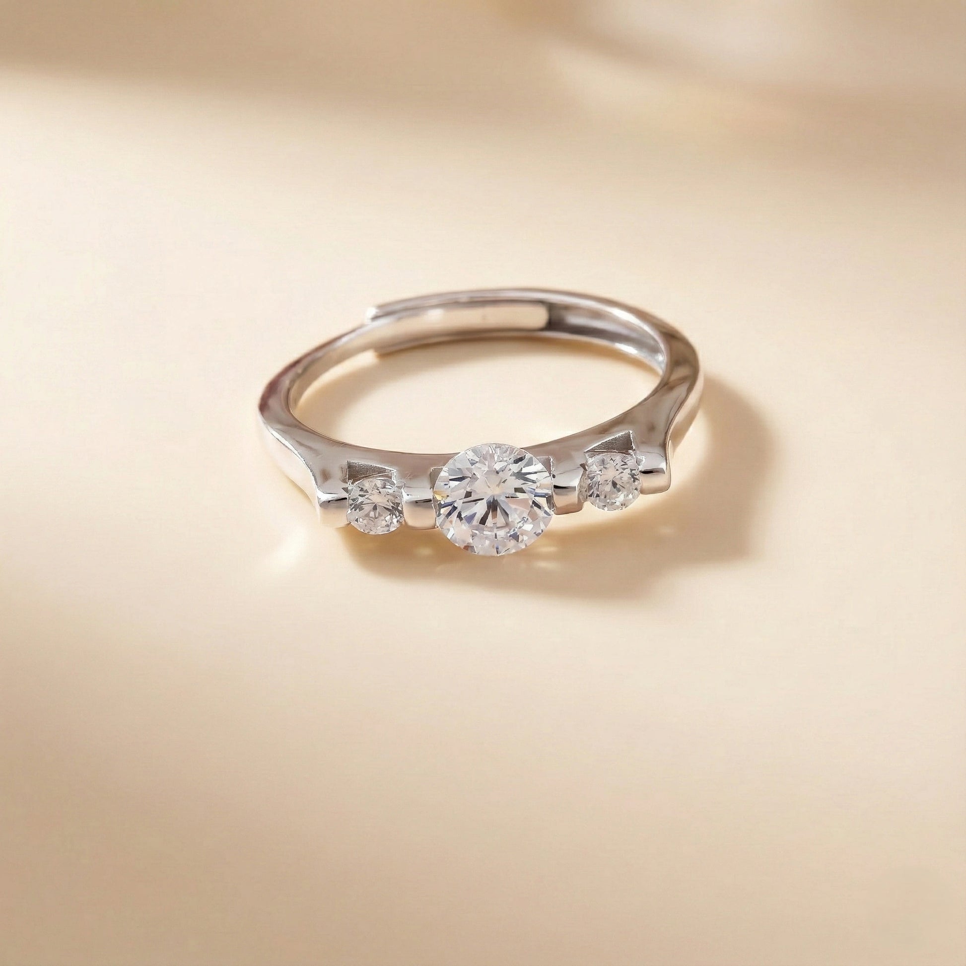 Diamond ring on a beige background
