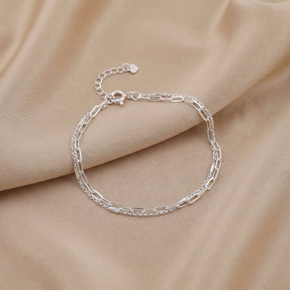 925 silver double chain bracelet with lobster clasp